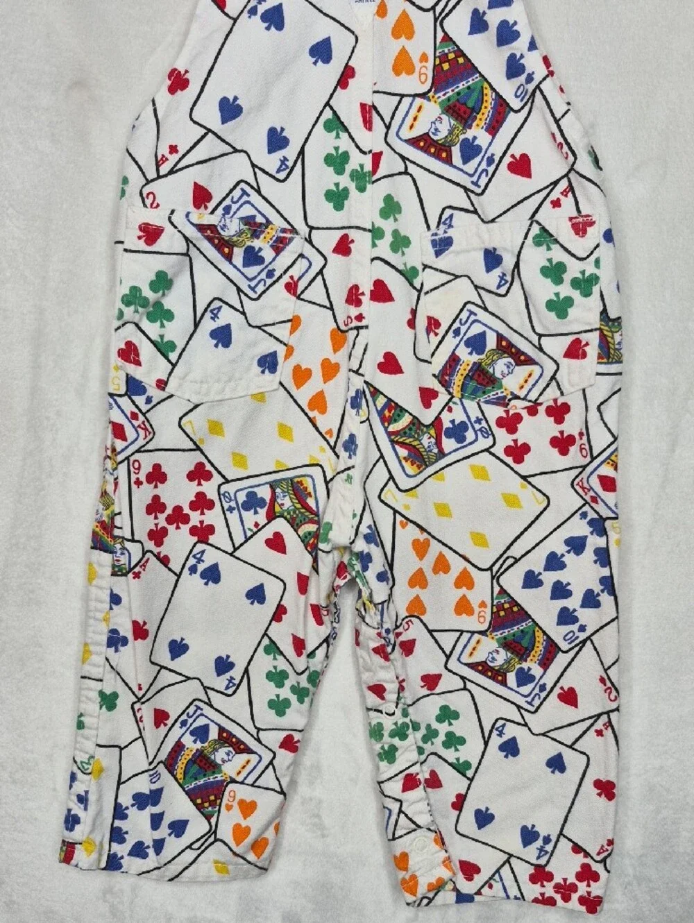 Vtg 90s OshKosh Bgosh Playing Cards Print Overalls Vest Bak Toddler Kids 24M